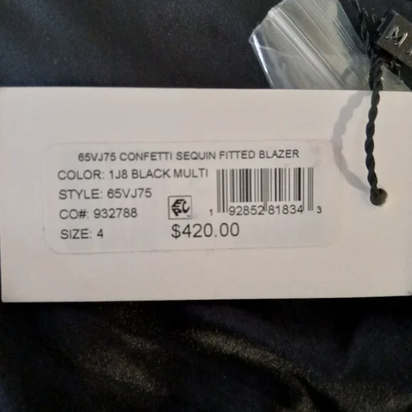 NWT MILLY Confetti Sequin Fitted Blazer in Black Multi - Picture 10 of 16